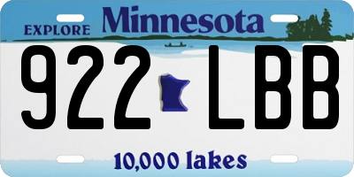 MN license plate 922LBB