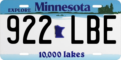 MN license plate 922LBE