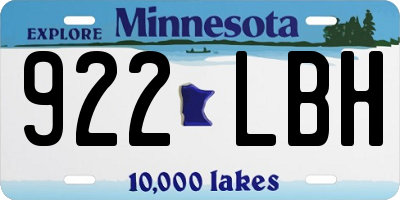 MN license plate 922LBH