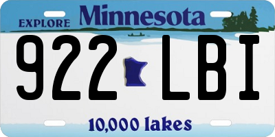 MN license plate 922LBI