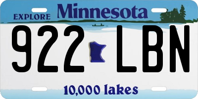 MN license plate 922LBN