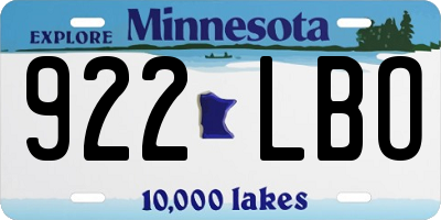 MN license plate 922LBO