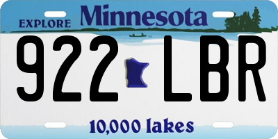 MN license plate 922LBR