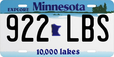 MN license plate 922LBS