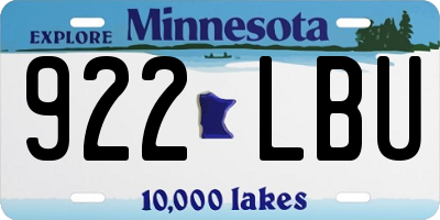 MN license plate 922LBU