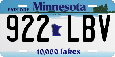 MN license plate 922LBV