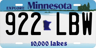MN license plate 922LBW