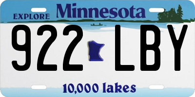 MN license plate 922LBY