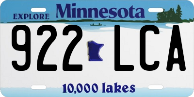 MN license plate 922LCA