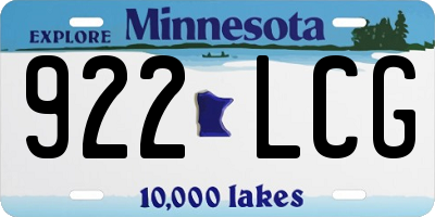 MN license plate 922LCG