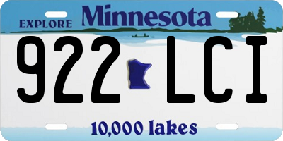 MN license plate 922LCI
