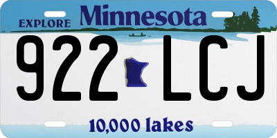 MN license plate 922LCJ