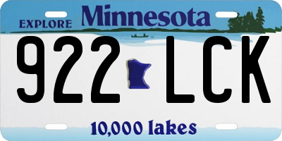 MN license plate 922LCK