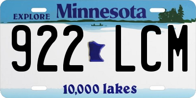 MN license plate 922LCM