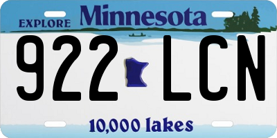 MN license plate 922LCN