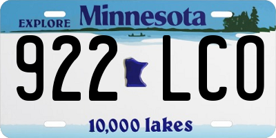 MN license plate 922LCO