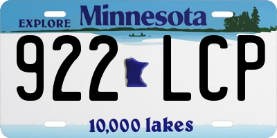 MN license plate 922LCP