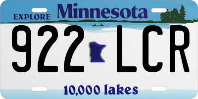 MN license plate 922LCR