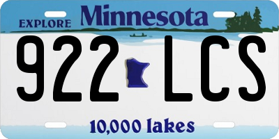 MN license plate 922LCS