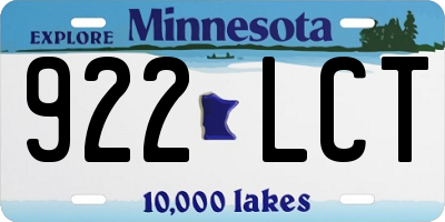 MN license plate 922LCT