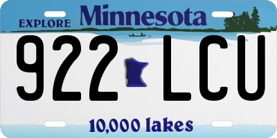 MN license plate 922LCU