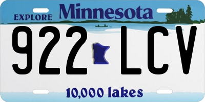 MN license plate 922LCV