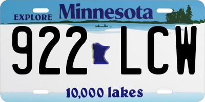 MN license plate 922LCW