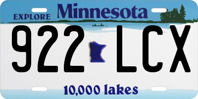 MN license plate 922LCX