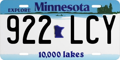 MN license plate 922LCY