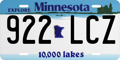 MN license plate 922LCZ