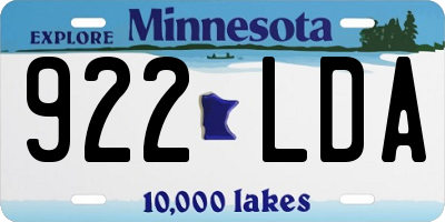 MN license plate 922LDA