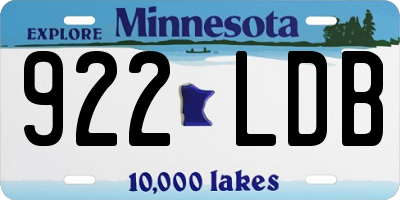 MN license plate 922LDB