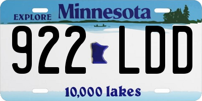 MN license plate 922LDD