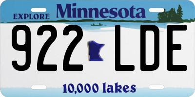 MN license plate 922LDE
