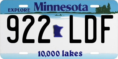 MN license plate 922LDF