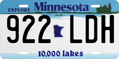 MN license plate 922LDH