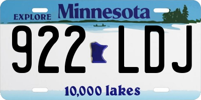 MN license plate 922LDJ