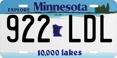 MN license plate 922LDL