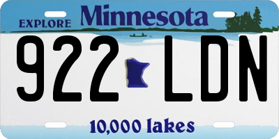 MN license plate 922LDN