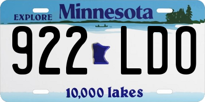 MN license plate 922LDO