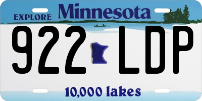 MN license plate 922LDP