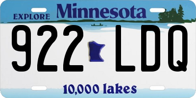MN license plate 922LDQ