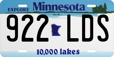 MN license plate 922LDS