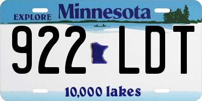 MN license plate 922LDT