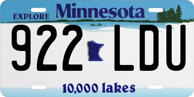 MN license plate 922LDU