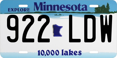 MN license plate 922LDW