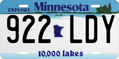MN license plate 922LDY