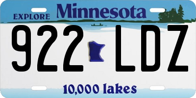 MN license plate 922LDZ