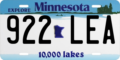 MN license plate 922LEA