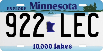 MN license plate 922LEC